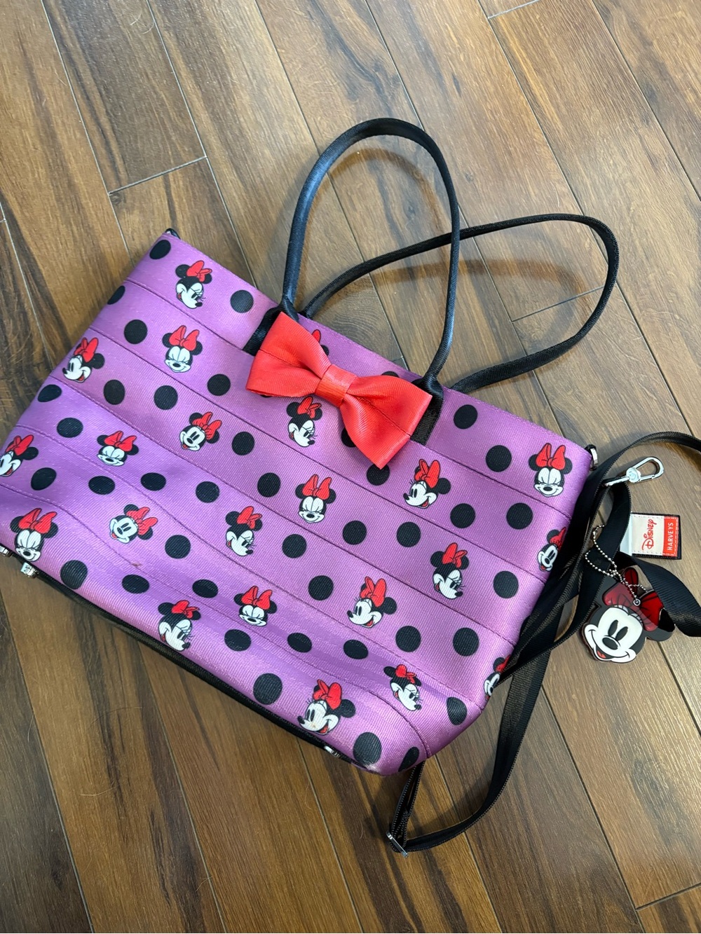 Harvey’s Disney Minnie Mouse Purple Bow Tote Bag Seatbelt Bag